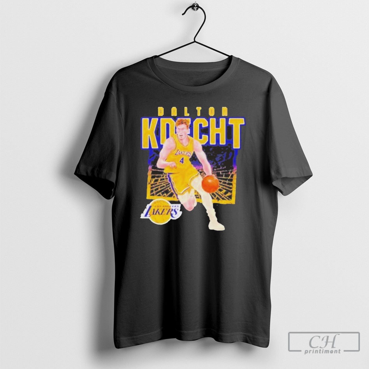 Dalton Knecht Los Angeles Lakers Shattered Poster - Adult & Kids T-Shirts, Sweatshirts & Hoodies apparel design preview 1