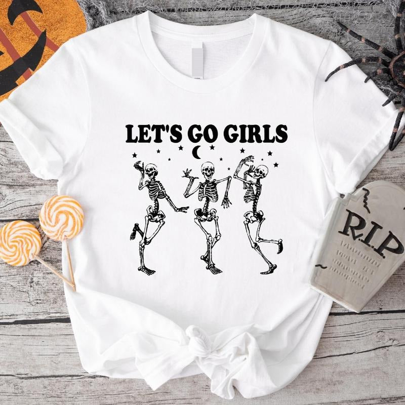 Dancing Skeleton Let'S Go Funny Halloween - Adult & Kids T-Shirts, Sweatshirts & Hoodies apparel design preview 1