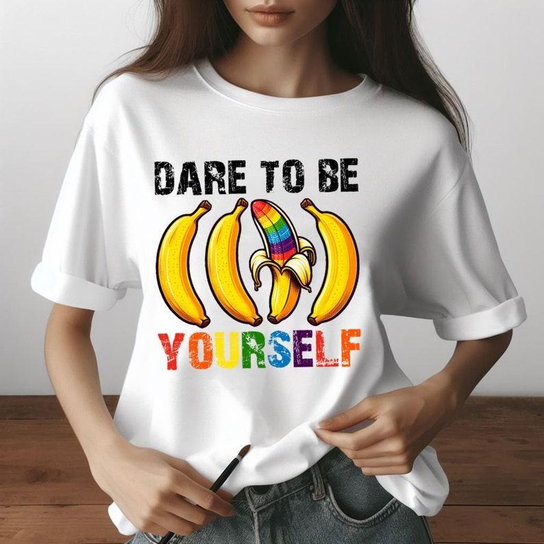 Dare Be Yourself LGBT Funny Banana Pride Month Gender - Adult & Kids T-Shirts, Sweatshirts & Hoodies apparel design preview 1
