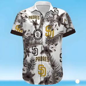 Dark Leaves White MLB Padres Hawaiian Baseball Fans - Adult & Kids T-Shirts, Sweatshirts & Hoodies apparel design preview 1