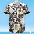 Dark Leaves White MLB Padres Hawaiian Baseball Fans - Adult & Kids T-Shirts, Sweatshirts & Hoodies apparel design preview 1