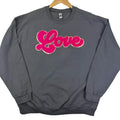 Dark Pink Chenille Love Patch CHARCOAL - Adult & Kids T-Shirts, Sweatshirts & Hoodies apparel design preview 1