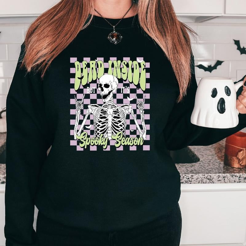 Dead Inside But 'S Spooky Season Halloween Party - Adult & Kids T-Shirts, Sweatshirts & Hoodies apparel design preview 1
