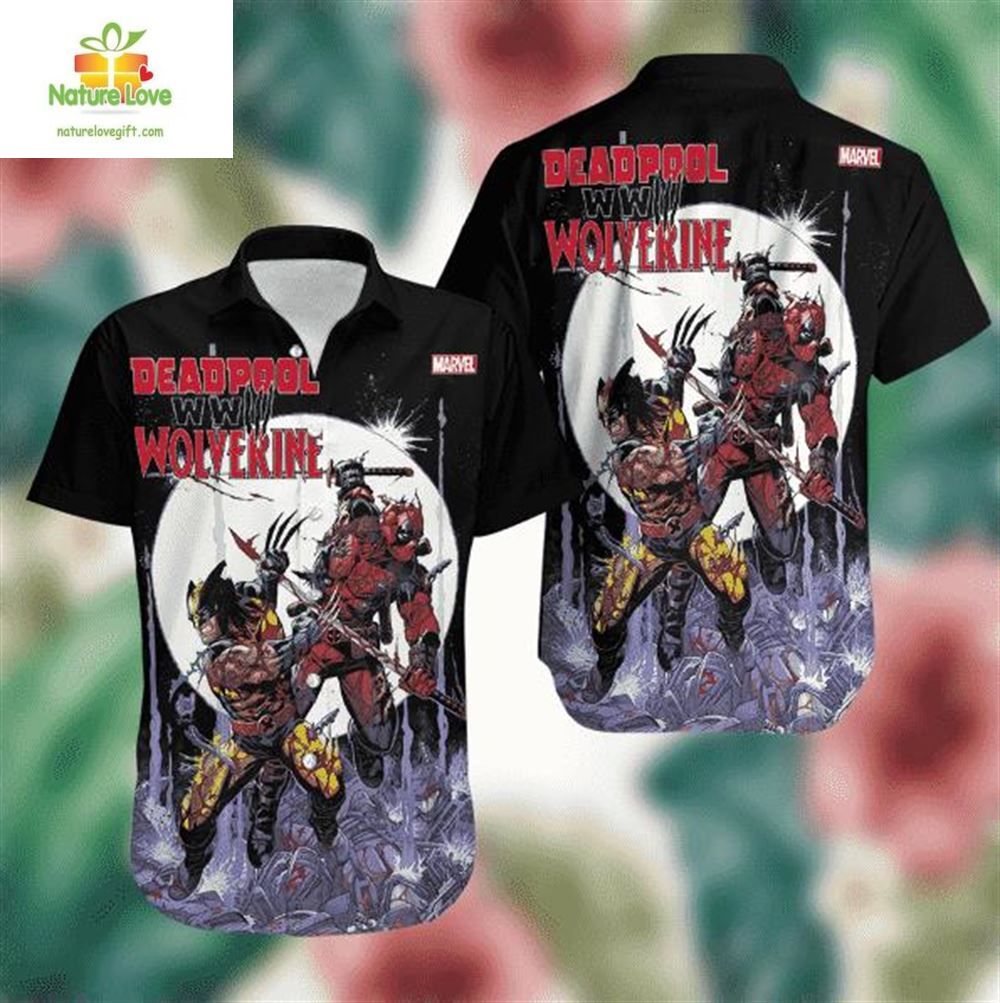 Deadpool and Wolverine Tropical Hawaiian World War - Adult & Kids T-Shirts, Sweatshirts & Hoodies apparel design preview 1