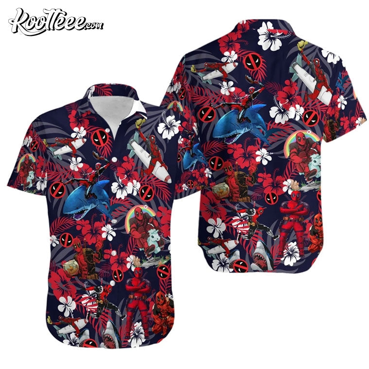 Deadpool Red Hibiscus Hawaiian - Adult & Kids T-Shirts, Sweatshirts & Hoodies apparel design preview 1