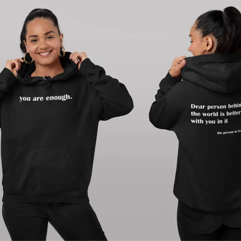 Dear Person Behind Me Enough Inspirational Mental - Adult & Kids T-Shirts, Sweatshirts & Hoodies apparel design preview 1