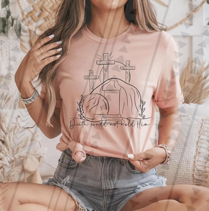 Death Could Not Hold Him BLACK INK DTF Transfers THIS - Adult & Kids T-Shirts, Sweatshirts & Hoodies apparel design preview 1