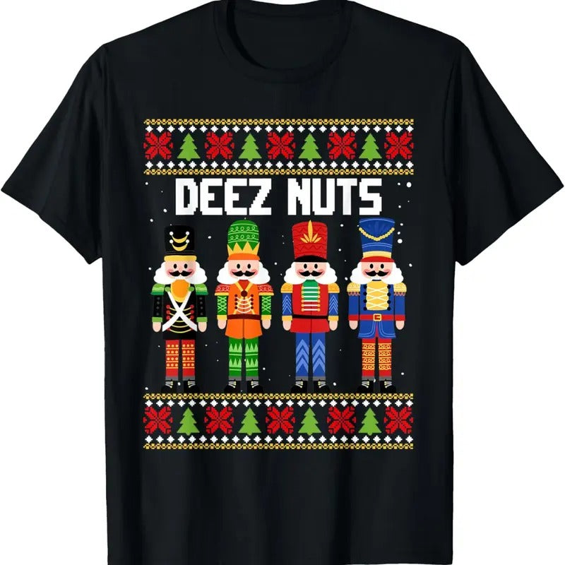 Deez Nuts Nutcracker Funny Ugly Xmas Pajama PJ - Adult & Kids T-Shirts, Sweatshirts & Hoodies apparel design preview 1
