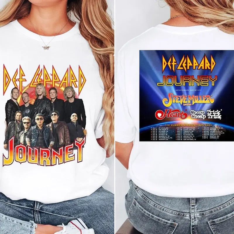 Def Leppard Journey Summer Stadium Tour 2024 Band Fan - Adult & Kids T-Shirts, Sweatshirts & Hoodies apparel design preview 1