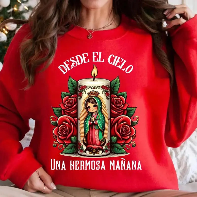 Desde El Cielo Una Hermosa Manana Virgen De Guadalupe - Adult & Kids T-Shirts, Sweatshirts & Hoodies apparel design preview 1