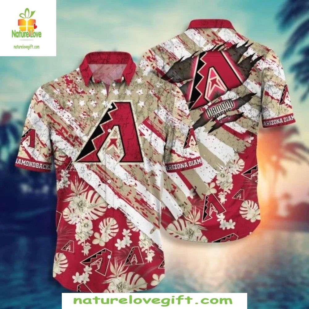 MLB Hawaiian Desert Flora Diamondbacks Red Stylish - Adult & Kids T-Shirts, Sweatshirts & Hoodies apparel design preview 1