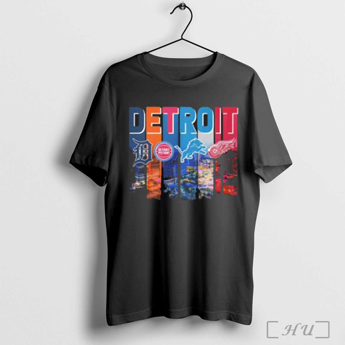 Detroit City Sports Team Skyline Tigers Pistons Lions - Adult & Kids T-Shirts, Sweatshirts & Hoodies apparel design preview 1
