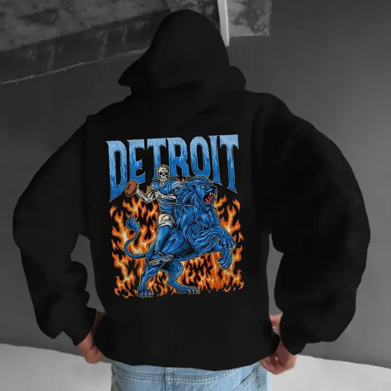 Detroit Football Skeleton Bootleg Vintage - Adult & Kids T-Shirts, Sweatshirts & Hoodies apparel design preview 1