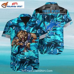 Detroit Lions Football Hawaiian With Roaring Lion Art - Adult & Kids T-Shirts, Sweatshirts & Hoodies apparel design preview 1