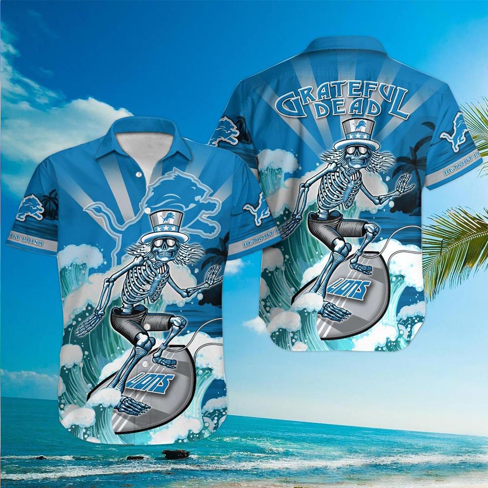 Grateful Dead Detroit Lions Hawaiian 536977 - Adult & Kids T-Shirts, Sweatshirts & Hoodies apparel design preview 1