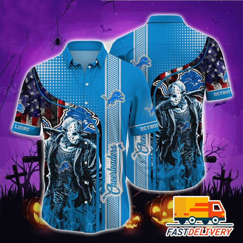 Detroit Lions Hawaiian Gridiron Horror Design 808364 - Adult & Kids T-Shirts, Sweatshirts & Hoodies apparel design preview 1