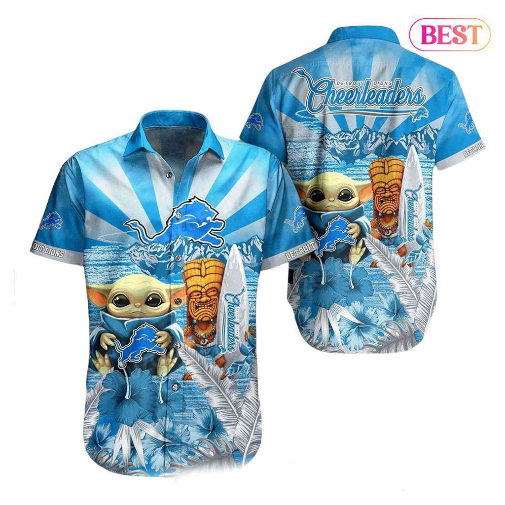 Detroit Lions Grogu Hawaiian Island Adventure 995698 - Adult & Kids T-Shirts, Sweatshirts & Hoodies apparel design preview 1