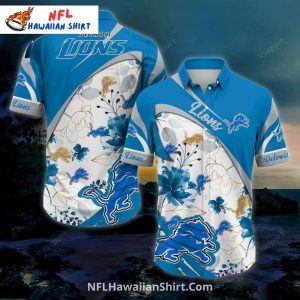 Detroit Lions Hawaiian Elegant Floral And Gold - Adult & Kids T-Shirts, Sweatshirts & Hoodies apparel design preview 1