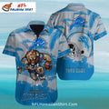 Detroit Lions Hawaiian With Roaring Lion And Helmet - Adult & Kids T-Shirts, Sweatshirts & Hoodies apparel design preview 1