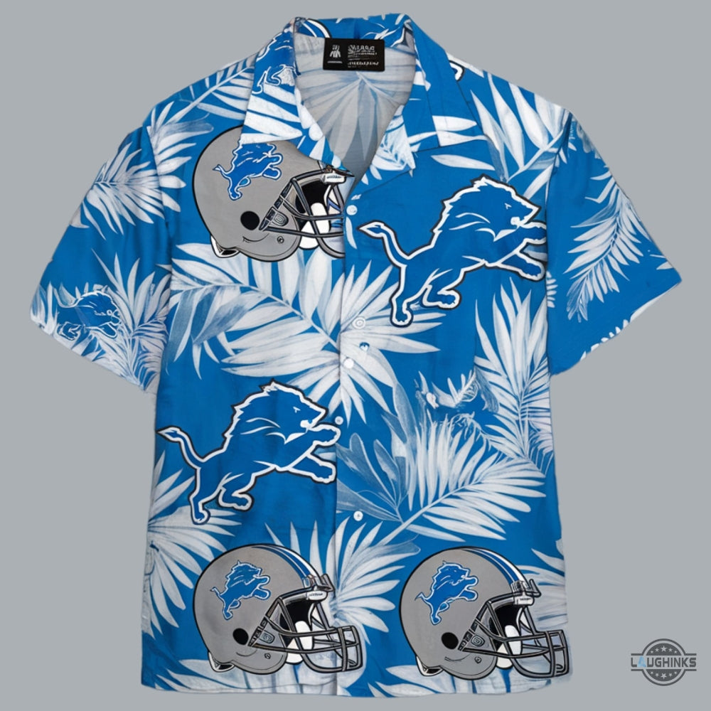 Detroit Lions Helmet Tropical Leaves Hawaiian - Adult & Kids T-Shirts, Sweatshirts & Hoodies apparel design preview 1