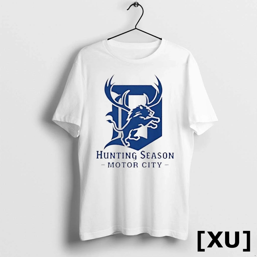 Detroit Lions Hunting Season Motor City Sweater - Adult & Kids T-Shirts, Sweatshirts & Hoodies apparel design preview 1