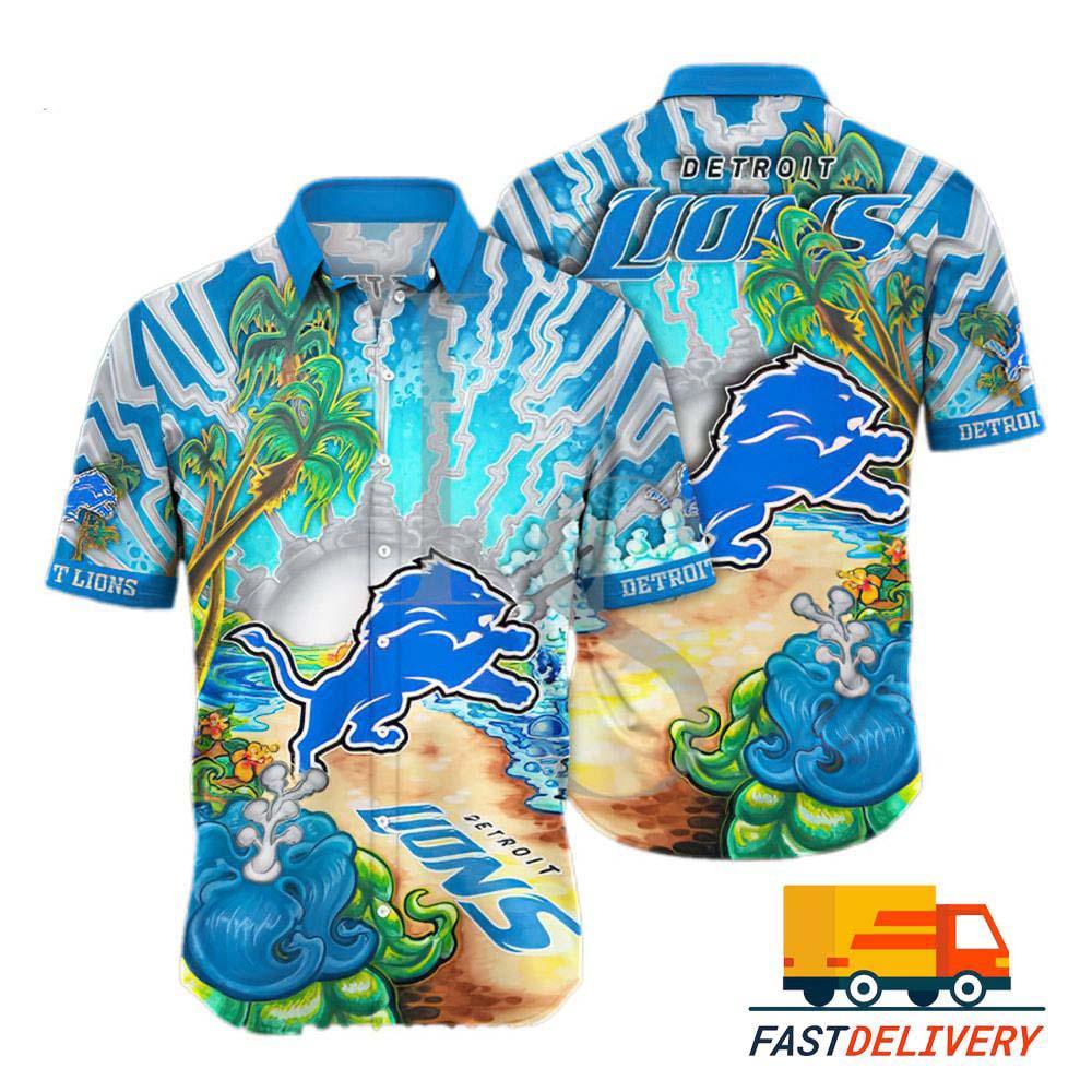 Detroit Lions Hawaiian Ocean Vibes Design 837902 - Adult & Kids T-Shirts, Sweatshirts & Hoodies apparel design preview 1