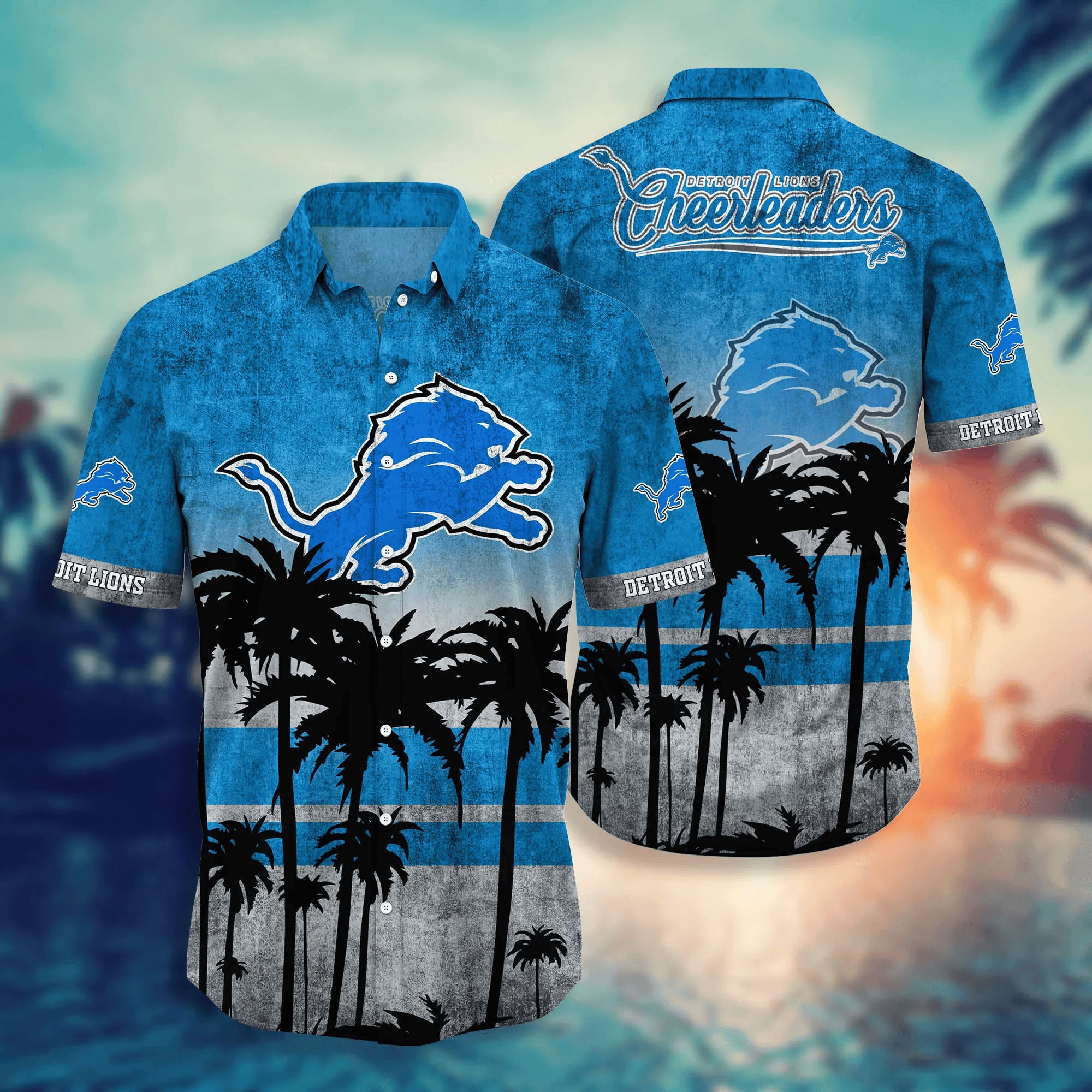Detroit Lions Hawaiian Palm Horizon Design 468679 - Adult & Kids T-Shirts, Sweatshirts & Hoodies apparel design preview 1
