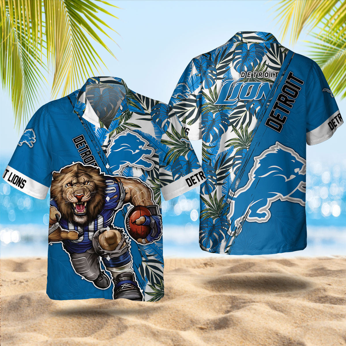 Detroit Lions Hawaiian Roaring Power Design 364793 - Adult & Kids T-Shirts, Sweatshirts & Hoodies apparel design preview 1