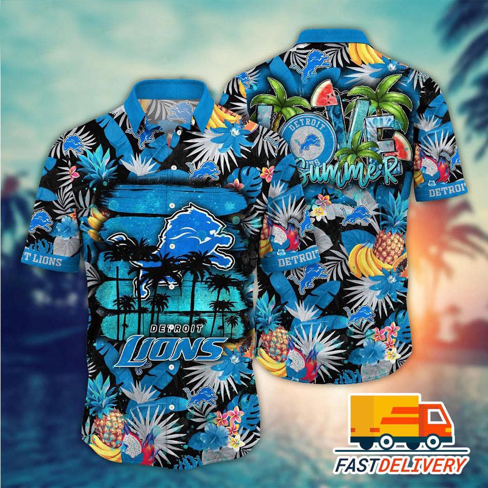 Detroit Lions Hawaiian Summer Fun Design 520476 - Adult & Kids T-Shirts, Sweatshirts & Hoodies apparel design preview 1