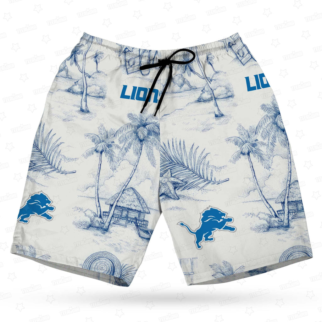 Detroit Lions Hawaiian Sunny Beach Design 156517 - Adult & Kids T-Shirts, Sweatshirts & Hoodies apparel design preview 1