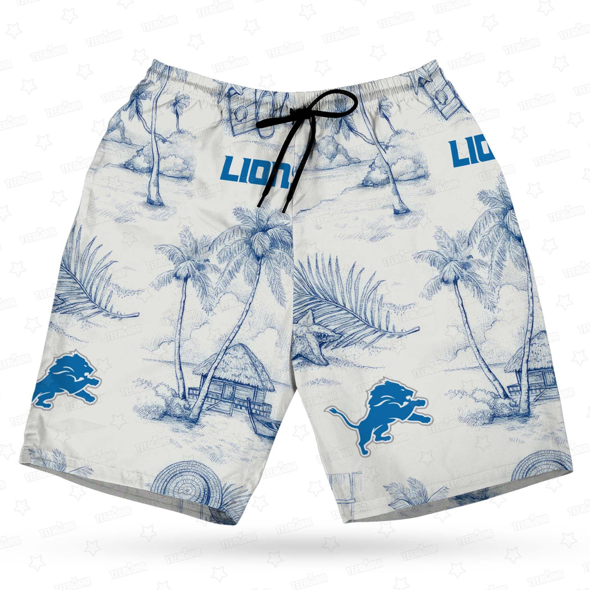 Detroit Lions Hawaiian Sunny Beach Design 156517 - Adult & Kids T-Shirts, Sweatshirts & Hoodies apparel design preview 1