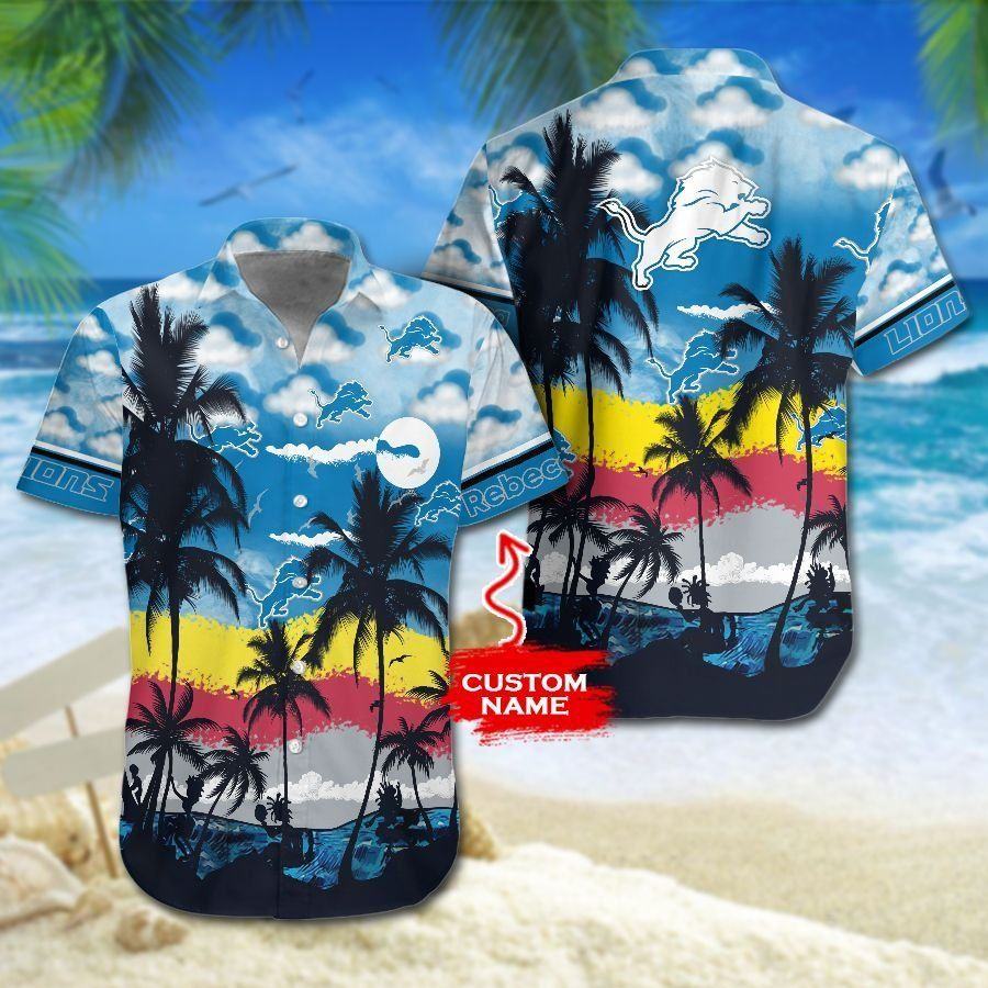 Detroit Lions Hawaiian Sunset Palm Design 853185 - Adult & Kids T-Shirts, Sweatshirts & Hoodies apparel design preview 1