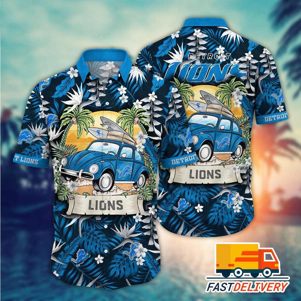 Detroit Lions Hawaiian Surf Wagon Design 354748 - Adult & Kids T-Shirts, Sweatshirts & Hoodies apparel design preview 1