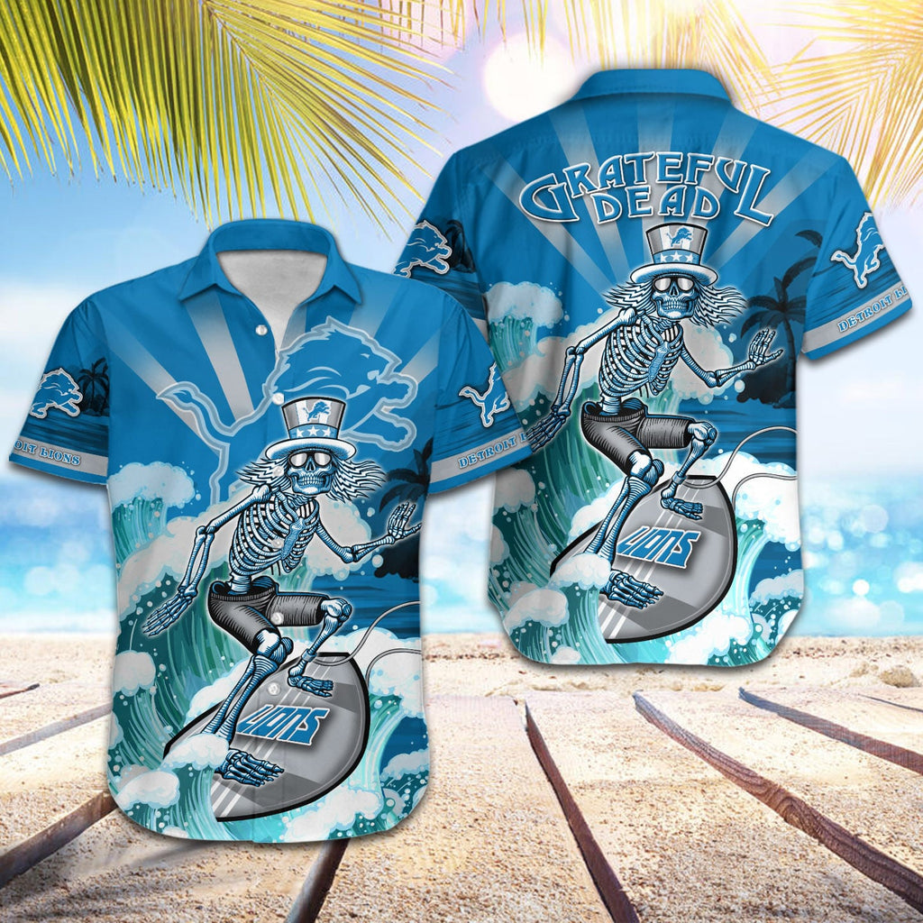 Detroit Lions Hawaiian Surfing Dead Design 958286 - Adult & Kids T-Shirts, Sweatshirts & Hoodies apparel design preview 1