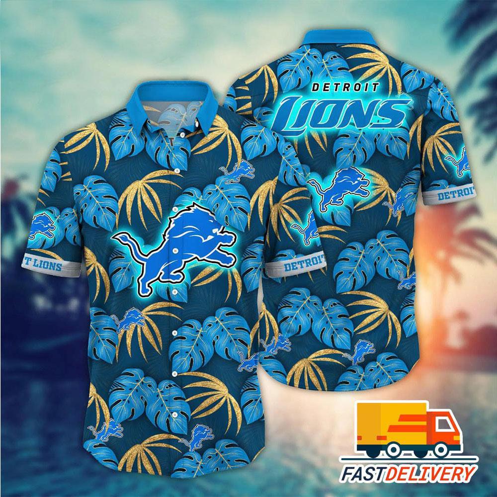 Detroit Lions Hawaiian Tropical Palm Design 942646 - Adult & Kids T-Shirts, Sweatshirts & Hoodies apparel design preview 1