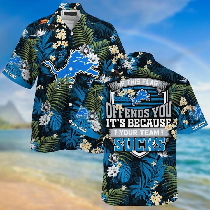 Detroit Lions Tropical Hawaiian for Rivalry Games - Adult & Kids T-Shirts, Sweatshirts & Hoodies apparel design preview 1