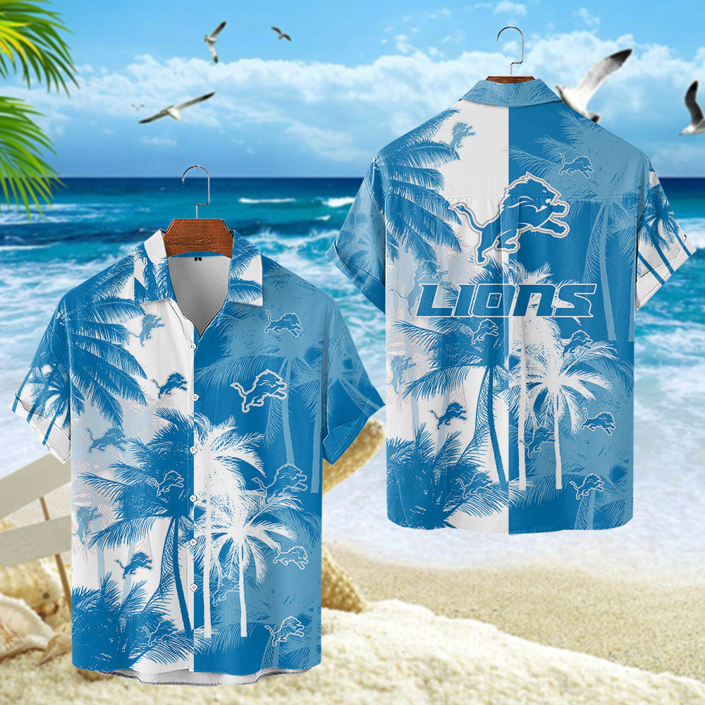 Detroit Lions Hawaiian Tropical Waves Design by - Adult & Kids T-Shirts, Sweatshirts & Hoodies apparel design preview 1