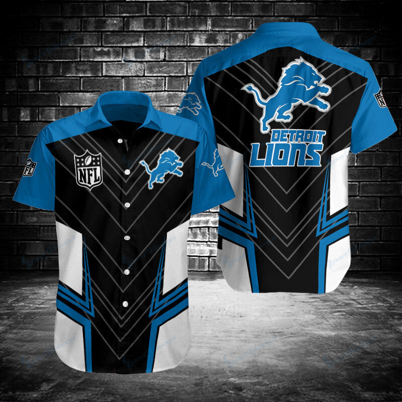 Detroit Lions Hawaiian with Victory Stripe Design - Adult & Kids T-Shirts, Sweatshirts & Hoodies apparel design preview 1