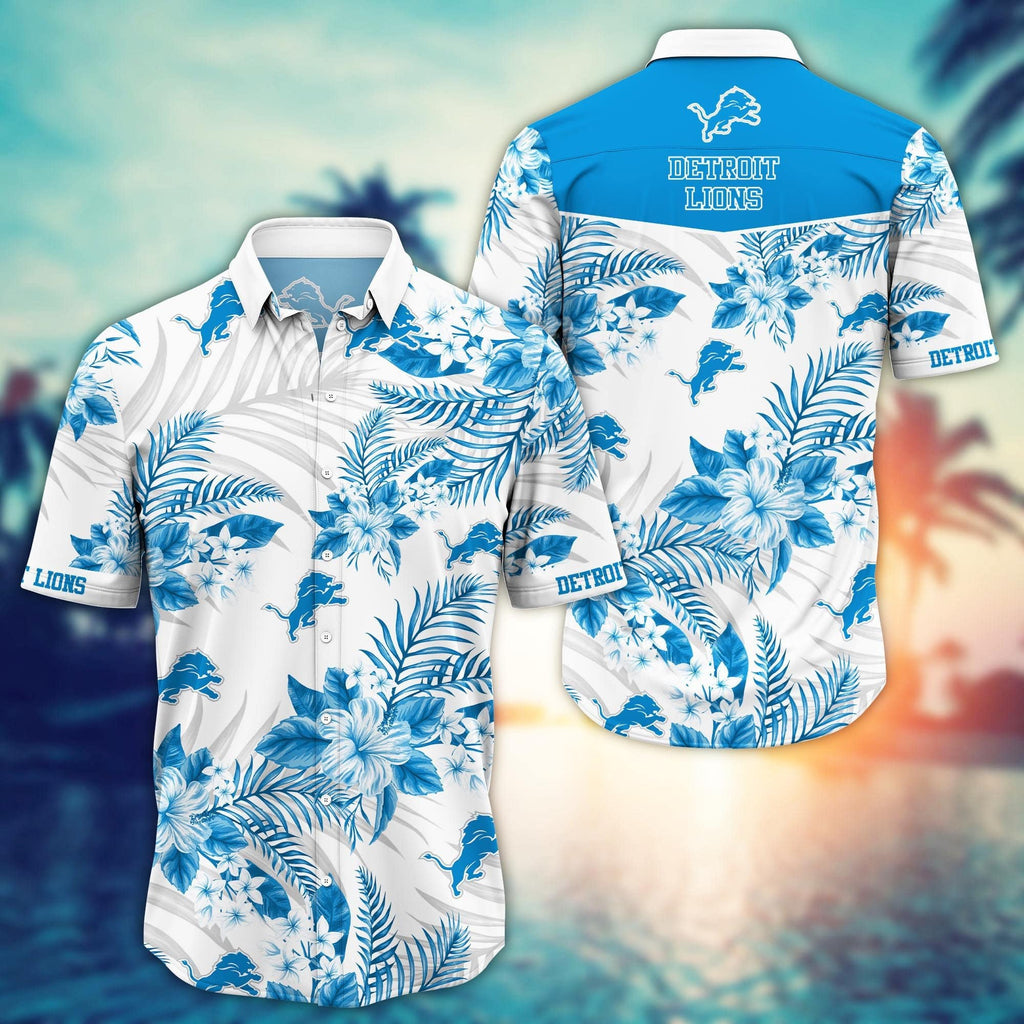 Detroit Lions Hawaiian White Tropics Design 119639 - Adult & Kids T-Shirts, Sweatshirts & Hoodies apparel design preview 1