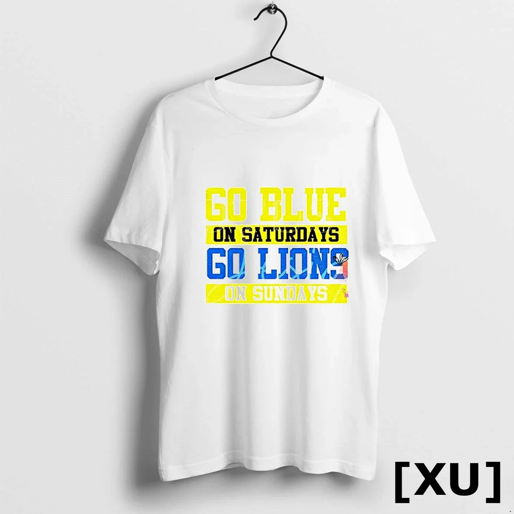 Detroit Lions Go Blue On Saturdays Sundays Sweater - Adult & Kids T-Shirts, Sweatshirts & Hoodies apparel design preview 1