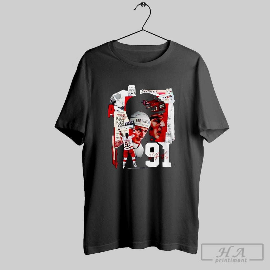 Detroit Red Wings X Sergei Fedorov Signature Sweater - Adult & Kids T-Shirts, Sweatshirts & Hoodies apparel design preview 1