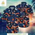 Detroit Tigers Hawaiian Floral Fanfare Blue MLB - Adult & Kids T-Shirts, Sweatshirts & Hoodies apparel design preview 1