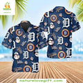 Detroit Tigers Hawaiian Navy MLB Baseball Icons Logo - Adult & Kids T-Shirts, Sweatshirts & Hoodies apparel design preview 1