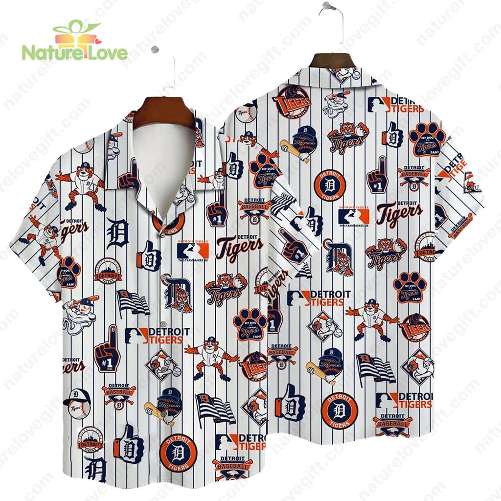 Detroit Tigers Logo Summer Hawaiian MLB Gift for Fans - Adult & Kids T-Shirts, Sweatshirts & Hoodies apparel design preview 1