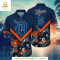 Detroit Tigers Navy Blue Hibiscus Orange Aloha - Adult & Kids T-Shirts, Sweatshirts & Hoodies apparel design preview 1