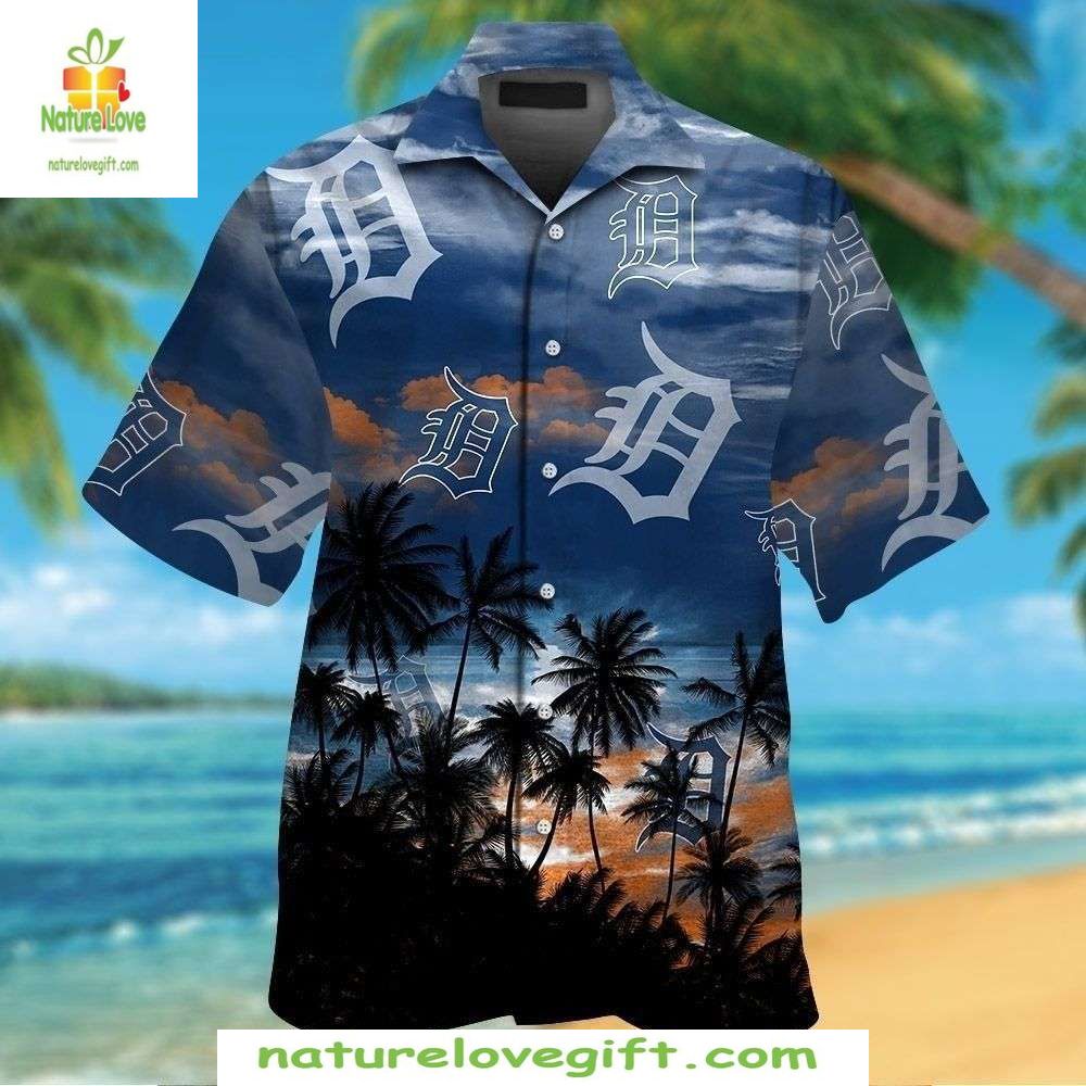Detroit Tigers Hawaiian MLB Baseball Palm Sunset - Adult & Kids T-Shirts, Sweatshirts & Hoodies apparel design preview 1