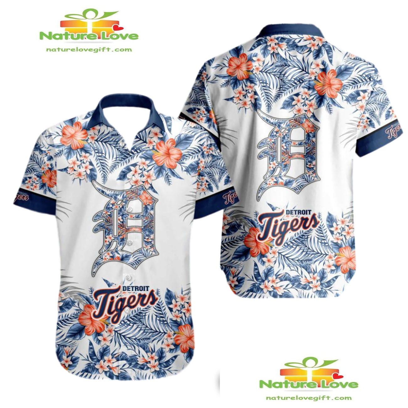 Detroit Tigers Hawaiian Tropical Flower Aloha for Men - Adult & Kids T-Shirts, Sweatshirts & Hoodies apparel design preview 1