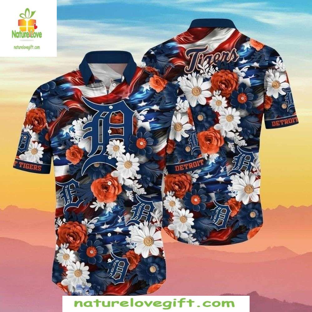 Detroit Tigers Hawaiian Stylish Baseball Floral Aloha - Adult & Kids T-Shirts, Sweatshirts & Hoodies apparel design preview 1