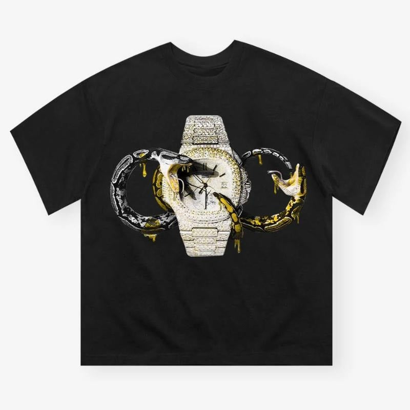 Diamond Watch Snake Print Vintage Y2k Cotton Medium - Adult & Kids T-Shirts, Sweatshirts & Hoodies apparel design preview 1