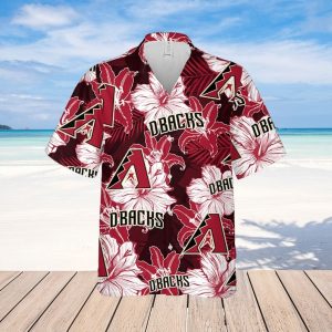 Diamondbacks Hibiscus Pattern Flowers Red MLB - Adult & Kids T-Shirts, Sweatshirts & Hoodies apparel design preview 1